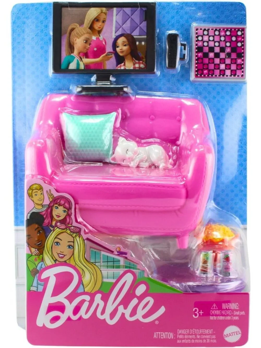 Cozy Indoor Furniture Playset for Dolls - Living Room, Kitten & Accessories
